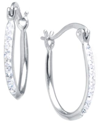 Giani Bernini - Crystal Oval Hoop Earrings, Available in Clear, Gray or Blue
