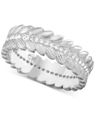And Now This - Cubic Zirconia Leaf Ring in Fine Silver-Plate