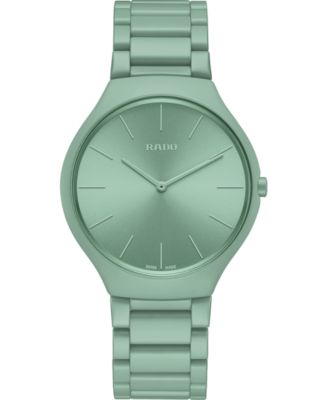 Rado - Unisex Swiss True Thinline Les Couleurs Le Corbusier Green High-Tech Ceramic Bracelet Watch 39mm