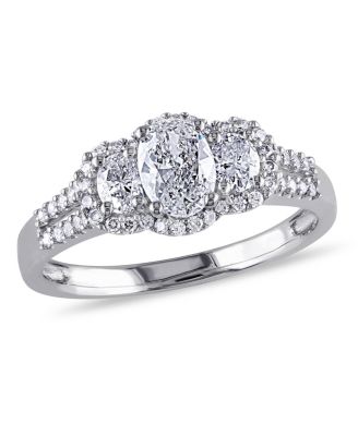 Macy's - Oval-Cut Diamond (1 ct. t.w.) 3-Stone Engagement Ring in 14k White Gold