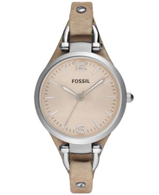 Fossil - Women's Georgia Sand Leather Strap Watch 32mm ES2830