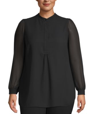 Anne Klein - Plus Size Sheer-Sleeve Tunic