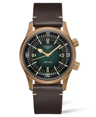 Longines - Men's Swiss Automatic Legend Diver Brown Leather Strap Watch 42mm