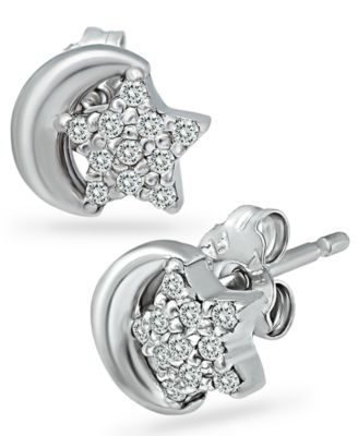 Giani Bernini - Cubic Zirconia Star & Moon Stud Earrings in Sterling Silver (Also in Gold over Silver)