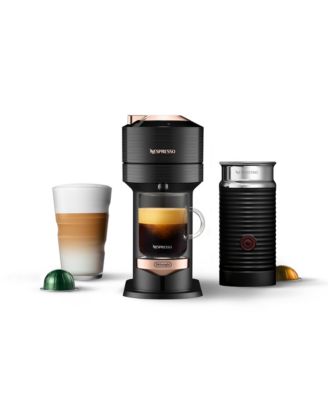 Nespresso - Vertuo Next Premium Coffee and Espresso Maker by DeLonghi, Black Rose Gold with Aeroccino Milk Frother