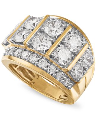 Macy's - Men's Diamond Large Cluster Statement Ring (7 ct. t.w.) in 10k Gold