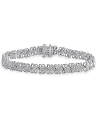 Macy's - Diamond Heart Link Bracelet (1 ct. t.w.) in Sterling Silver
