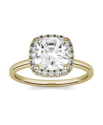 Charles & Colvard - Moissanite Cushion Halo Engagement Ring 1-3/8 ct. t.w. Diamond Equivalent in 14k White or Yellow Gold