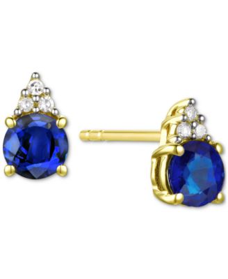 Macy's - Emerald (3/4 ct. t.w.) & Diamond Accent Stud Earrings in 14k Gold (Also in Ruby, Sapphire, Morganite, & Tanzanite)