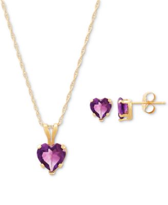 Macy's - 2-Pc. Set Blue Topaz Heart Pendant Necklace & Matching Stud Earrings (2-3/4 ct. t.w.) in 10k Gold (Also in Peridot & Citrine)