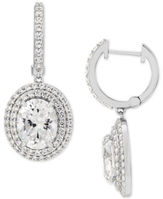 Arabella - Cubic Zirconia Dangle Hoop Earrings in Sterling Silver