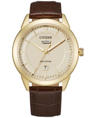 Citizen - Men's Corso Brown Leather Strap Watch 40mm