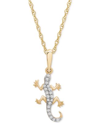 Wrapped - Diamond Lizard 18" Pendant Necklace (1/10 ct. t.w.) in 10k Gold
