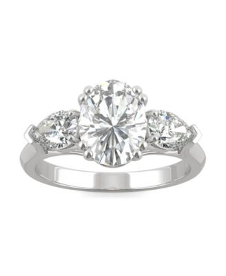 Charles & Colvard - Moissanite Three Stone Engagement Ring 3 ct. t.w. Diamond Equivalent in 14k White Gold