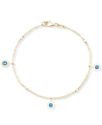 Macy's - Enamel Evil Eye Charm Bracelet in 10k Gold