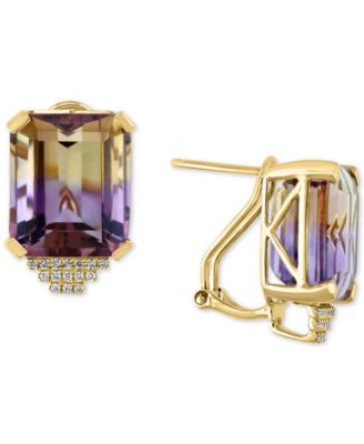 LALI Jewels - Ametrine (19-3/8 ct. t.w.) & Diamond (1/8 ct. t.w.) Stud Earrings in 14k Gold