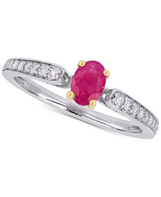 Macy's - Ruby (5/8 ct. t.w.) & Diamond (1/6 ct. t.w.) Ring in 10k Gold & White Gold