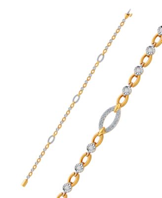 Macy's - Diamond Open Link Bracelet (1/2 ct. t.w.) in Sterling Silver & 14k Gold-Plate