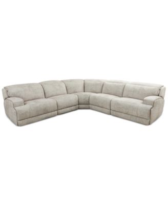 Furniture - Sebaston 5-Pc. Fabric Sectional with 3 Power Motion Recliners