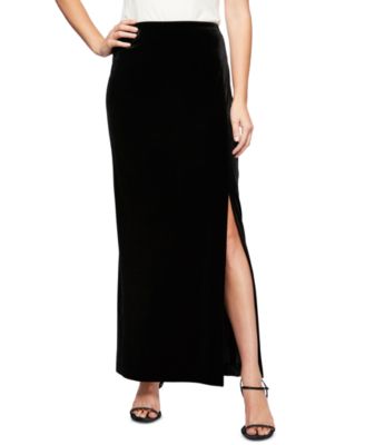 Alex Evenings - Women's Side-Slit Velvet Pull-On Skirt