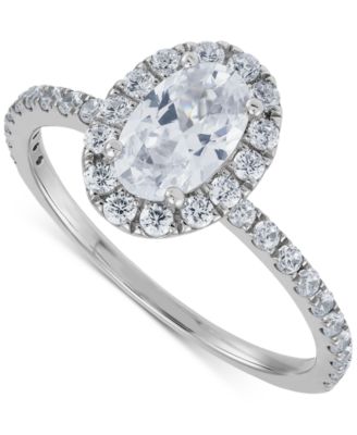 Grown With Love - Lab-Created Diamond Oval-Cut Halo Engagement Ring (1-1/2 ct. t.w.) in 14k White Gold