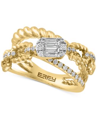 EFFY Collection - Diamond Baguette & Round Open Crossover Ring (1/2 ct. t.w.) in 14k Gold