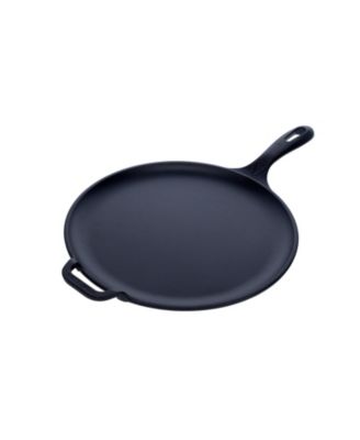 Victoria - 12" Comal with Long Handle and Helper Handle, Seasoned
