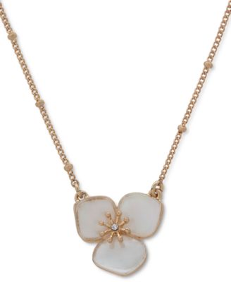 lonna & lilly - Gold-Tone White Flower Pendant Necklace, 16" + 3" extender