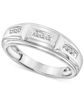 Macy's - Men's Diamond Wedding Band (1/4 ct. t.w.) in 10K White Gold