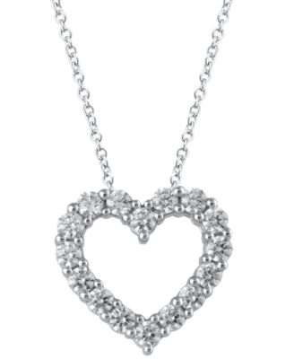 Macy's - Diamond Heart 18" Pendant Necklace (1/2 ct. t.w.) in 14k White Gold