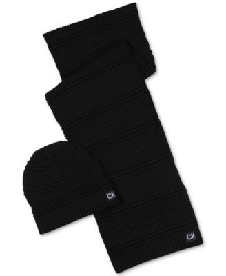 Calvin Klein - Men's Mixed Stripe Scarf & Beanie Hat Gift Set