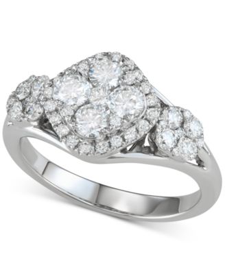 Macy's - Diamond Triple Cluster Engagement Ring (1-1/4 ct. t.w.) in 14k White Gold