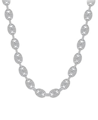 Macy's - Men's Diamond Mariner Puff Link 24" Chain Necklace (15-3/4 ct. t.w.) in 10k White Gold