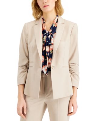 Tahari ASL - Women's Ruched-Sleeve One-Button Blazer
