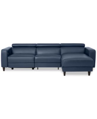 Furniture - Silvanah 3-Pc. Leather Sectional with Storage Chaise and 1 Power Recliner