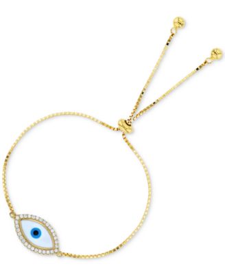 Macy's - Cubic Zirconia & Enamel Evil Eye Bolo Bracelet