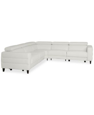 Furniture - Silvanah 5-Pc. "L" Leather Sectional with 3 Power Recliners