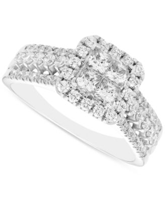 Macy's - Diamond Quad Cluster Halo Engagement Ring (1 ct. t.w.) in 14k White Gold