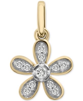 Wrapped - Diamond Flower Charm Pendant (1/20 ct. t.w.) in 10k Gold