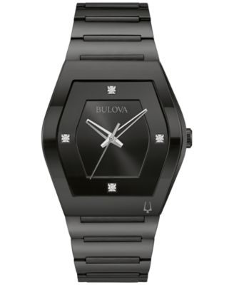 Bulova - Men's Modern Gemini Diamond Accent Black Ion-Plated Stainless Steel Bracelet Watch 40mm