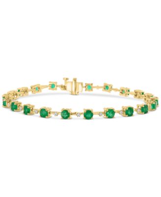EFFY Collection - Emerald (2-1/2 ct. t.w.) & Diamond (5/8 ct. t.w.) Link Bracelet in 14k Gold