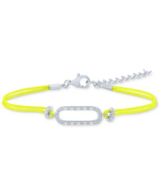 Macy's - Diamond Accent Single Link Yellow Cord Bracelet in Sterling Silver
