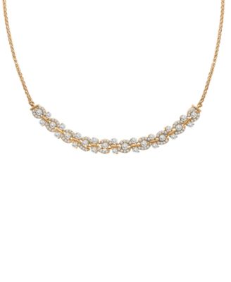 Wrapped in Love - Diamond Swirl Curved Bar Statement Necklace (1 ct. t.w.) in 14k Gold, 15-1/4" + 2" extender