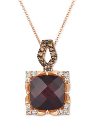 Le Vian - Pomegranate Garnet (5-1/4 ct. t.w.) & Diamond (5/8 ct. t.w.) Adjustable 20" Pendant Necklace in 14k Rose Gold