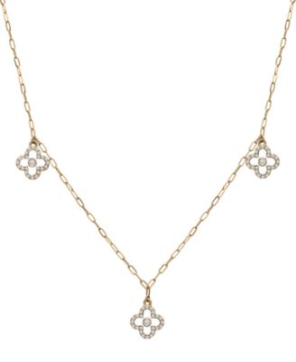 Wrapped - Diamond & Enamel Quatrefoil Dangle 18" Collar Necklace (1/4 ct. t.w.) in 10k Gold