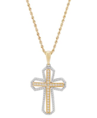 Grown With Love - Lab Grown Diamond Cross 22" Pendant Necklace (1 ct. t.w.) in 14k Two-Tone Gold