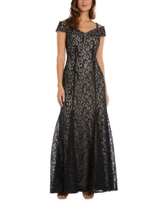 R & M Richards - Off-The-Shoulder Lace Gown