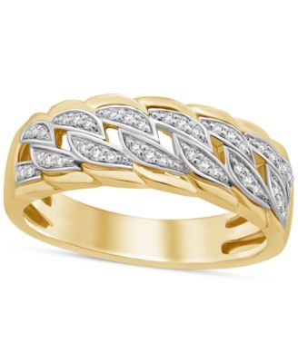 Macy's - Men's Diamond Chain Link Style Band (1/5 ct. t.w.) in 14k Gold-Plated Sterling Silver & Sterling Silver
