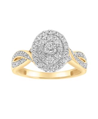 Macy's - Diamond Oval Cluster Engagement Ring (1/2 ct. t.w.) in 14k Gold