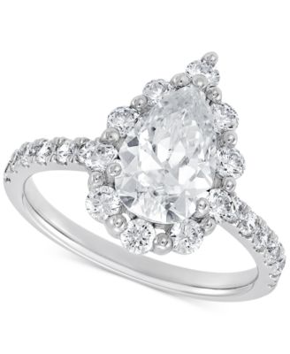 Grown With Love - IGI Certified Lab Grown Diamond Pear-Cut Halo Engagement Ring (3 ct. t.w.) in 14k White Gold